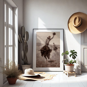 Póster Montando un toro   Elling William Gollings