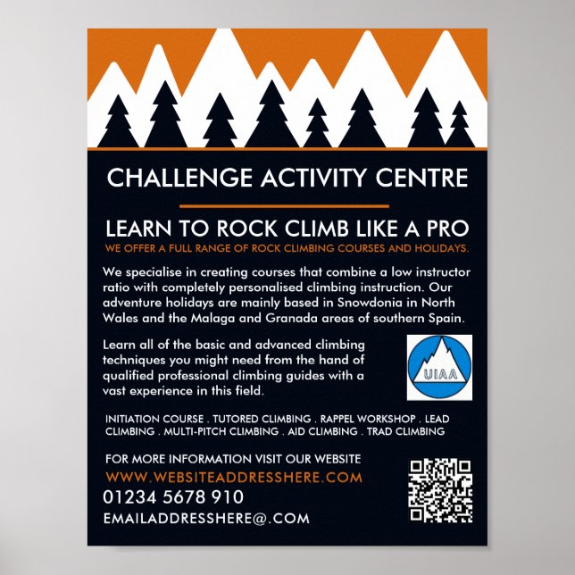 Póster Montañismo, Senderismo y escalada, aventura (Frente)