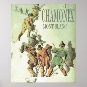 Póster Montañismo vintage, escalada Mt Blanc