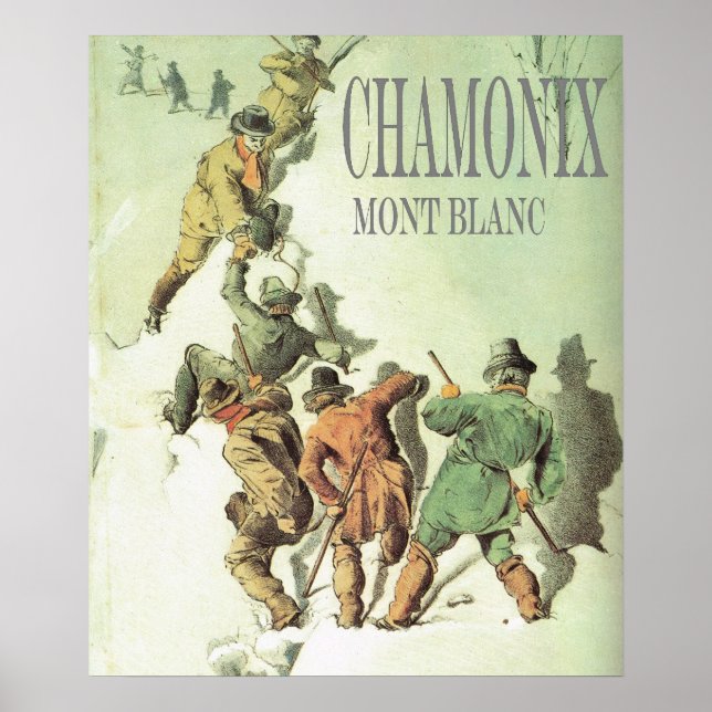 Póster Montañismo vintage, escalada Mt Blanc (Frente)