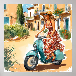 Póster Montar en scooter en Cerdeña Imprimir