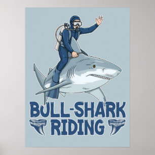 Póster Montar Tiburón Toro