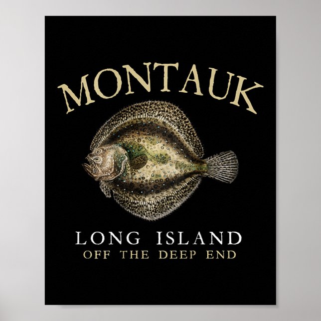 Póster Montauk Fuera De Lo Profundo Pesca De Fluke Flound (Frente)