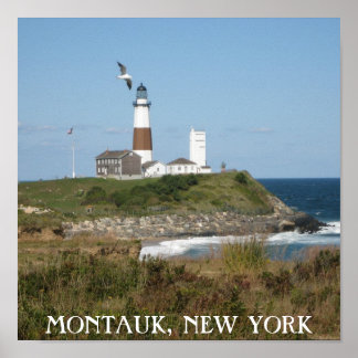 Póster Montauk Lighthouse Seagull Love Poster