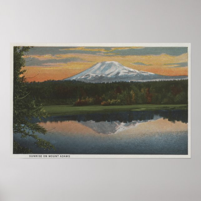 Póster Monte Adams, Washington - Vista de la montaña (Frente)