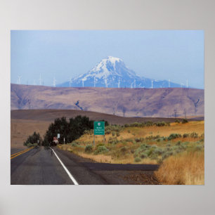 Póster Monte Adams y Turbinas Eólicas, Oregón