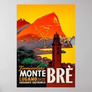 Póster Monte Brè, Lugano, Suiza