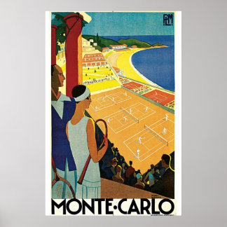 Póster Monte-Carlo Art Deco Tennis Poster