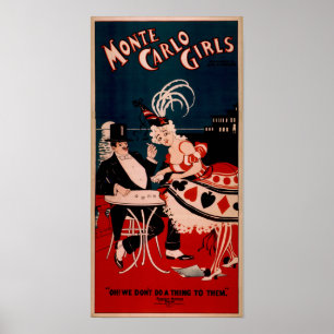 Póster MONTE CARLO CHICAS Cantando Dance VAUDEVILLE Poste