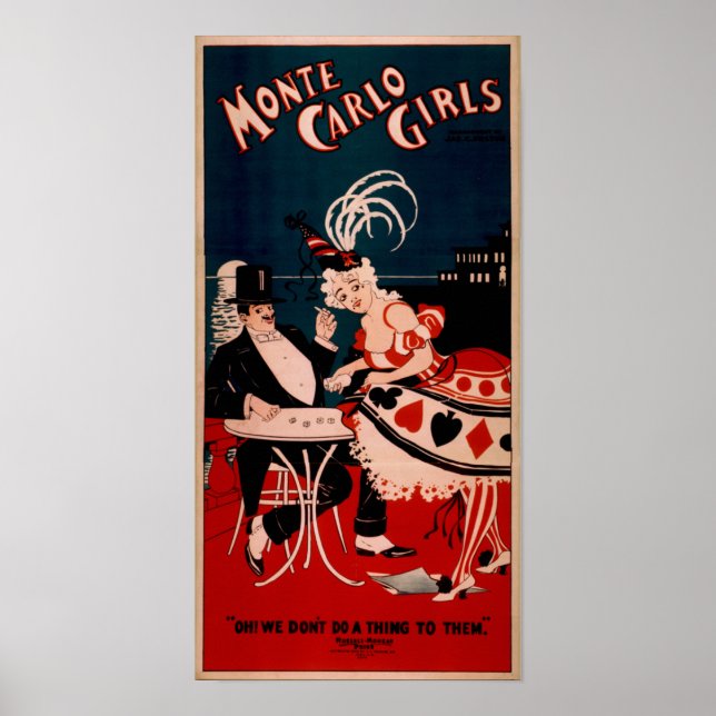 Póster MONTE CARLO CHICAS Cantando Dance VAUDEVILLE Poste (Frente)