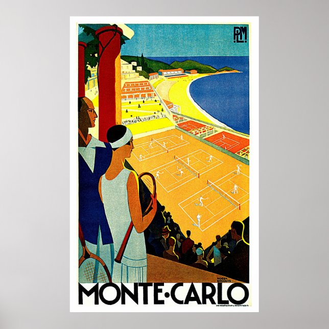 Póster Monte Carlo Monaco Tenis Travel Art (Frente)