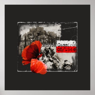 Póster Monte Cassino en la Segunda Guerra Mundial Czerwon