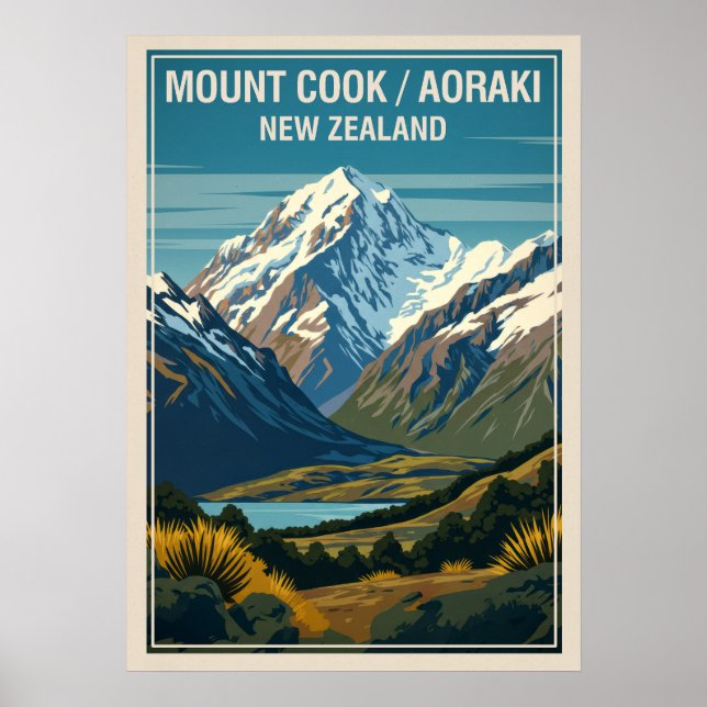 Póster Monte Cook (Aoraki) Nueva Zelanda V03 (Frente)