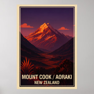 Póster Monte Cook (Aoraki) Nueva Zelanda V04