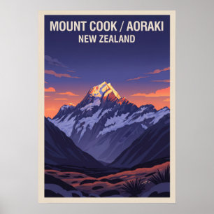 Póster Monte Cook (Aoraki) Nueva Zelanda V05