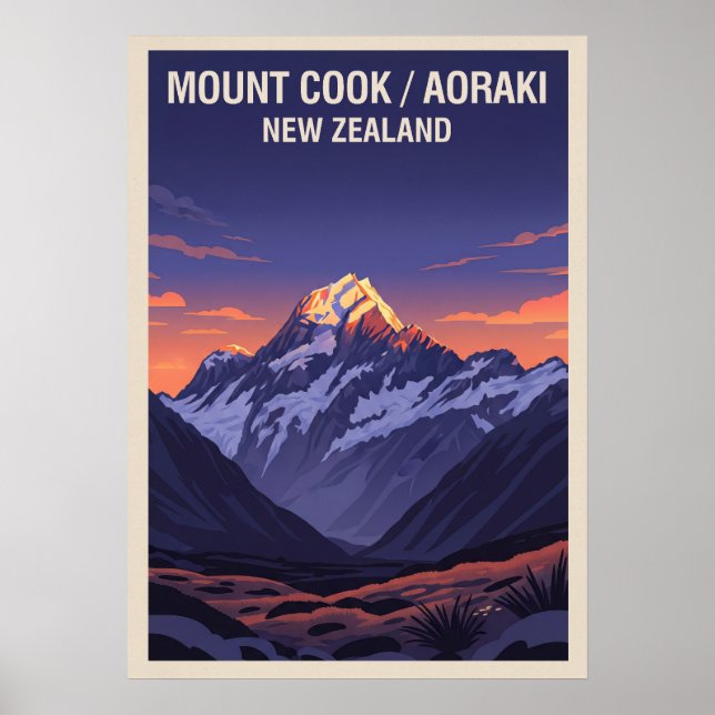 Póster Monte Cook (Aoraki) Nueva Zelanda V05 (Frente)