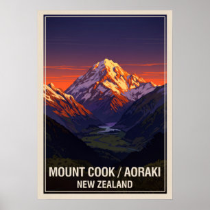 Póster Monte Cook (Aoraki) Nueva Zelanda V06
