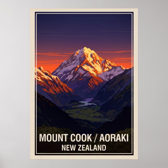 Póster Monte Cook (Aoraki) Nueva Zelanda V06 (Frente)