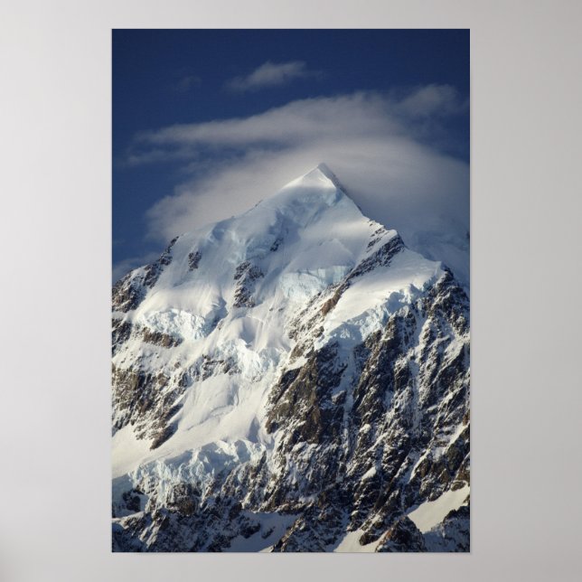 Póster Monte Cook de Aoraki, País de Mackenzie, Sur (Frente)