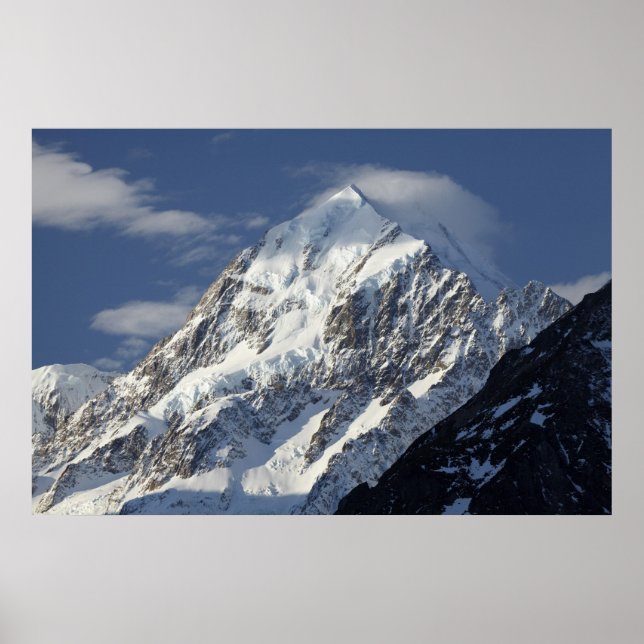 Póster Monte Cook de Aoraki, País de Mackenzie, Sur (Frente)