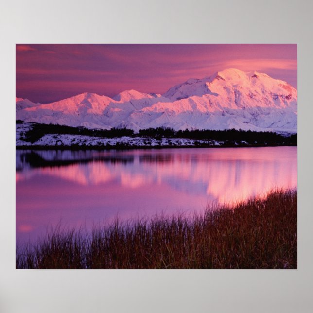 Póster Monte Denali al atardecer desde Reflection Pond (Frente)