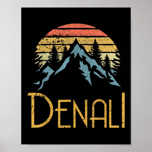 Póster Monte Denali Montañas de Alaska Camping Senderismo (Frente)
