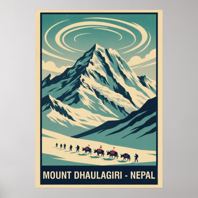 Póster Monte Dhaulagiri Nepal V04 (Frente)