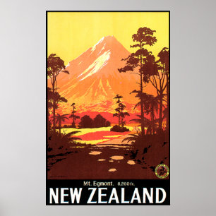 Póster Monte Egmont Nueva Zelandia