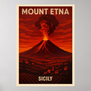 Póster Monte Etna Sicily V04