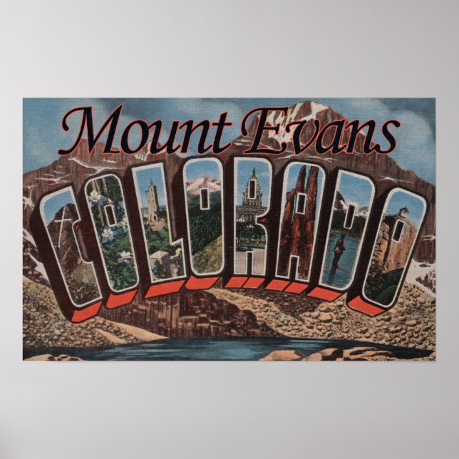Póster Monte Evans, Colorado - Escenas de letras grandes (Frente)