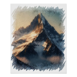 Póster Monte Everest al atardecer