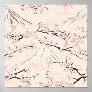 Póster Monte Fuji con Flor de Cerezo – Japonés (1)