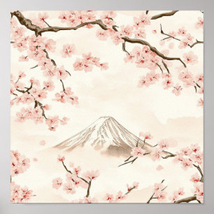 Póster Monte Fuji con Flor de Cerezo – Japonés (3)
