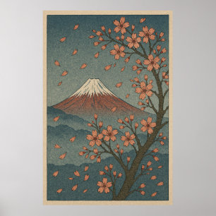 Póster Monte Fuji en Primavera: Serenidad de Flor de Cere