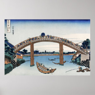 Póster Monte Fuji Housai visto desde debajo del puente ma