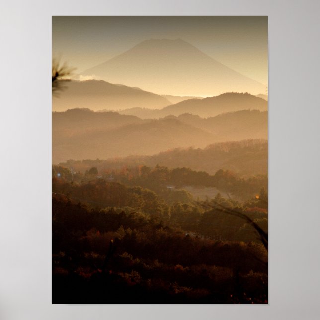Póster Monte Fuji sobre las colinas (Frente)