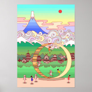 Póster Monte Fuji y un gran anillo.