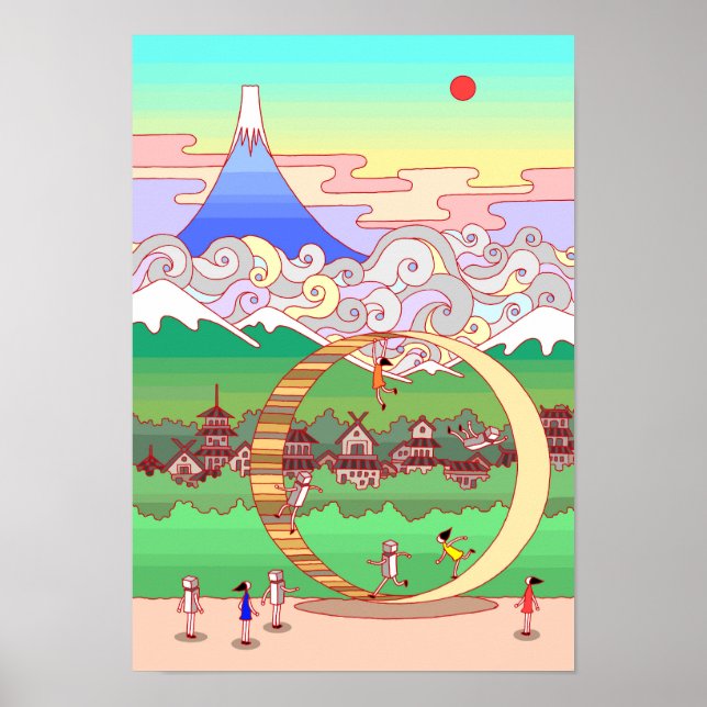 Póster Monte Fuji y un gran anillo. (Frente)