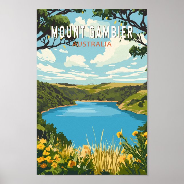 Póster Monte Gambier Australia Vintage (Frente)