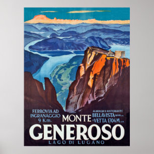 Póster Monte Generoso, lago de Lugano, vista desde la mon