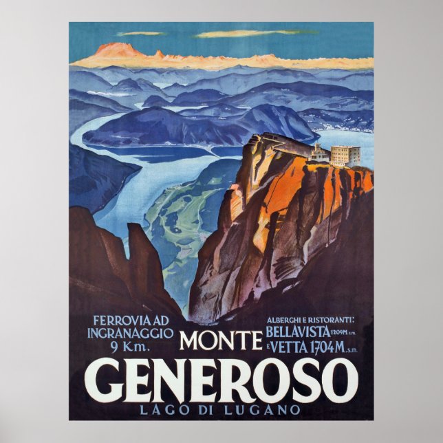 Póster Monte Generoso, lago de Lugano, vista desde la mon (Frente)