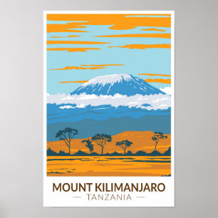 Póster Monte Kilimanjaro Tanzania África Vintage