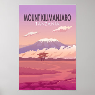 Póster Monte Kilimanjaro Tanzania África Vintage