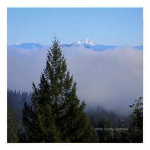 Póster Monte Lassen en la niebla...