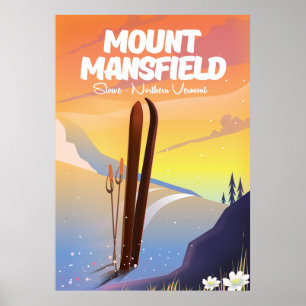 Póster Monte Mansfield, esquí de Stowe, Vermont septentri
