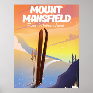 Póster Monte Mansfield, esquí de Stowe, Vermont septentri