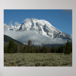 Póster Monte Moran y nubes en Grand Teton