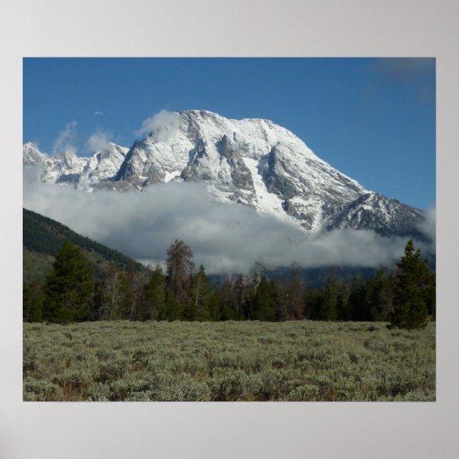 Póster Monte Moran y nubes en Grand Teton (Frente)