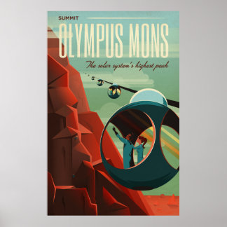 Póster Monte Olimpo de Marte Volcán más alto Sistema Sola