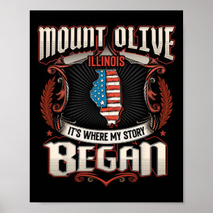Póster Monte Olive Illinois Bandera De Eeuu 4 De Julio
